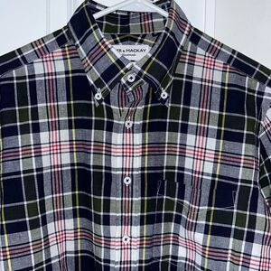 Spier & Mackay Madras Cotton LS Check Men's‎ 15 1/2 Tartan Plaid Shirt M Slim